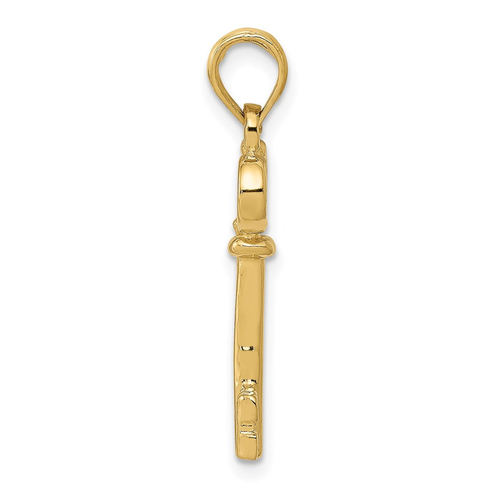 14K Gelbgold Poliert 3-d Key Charm