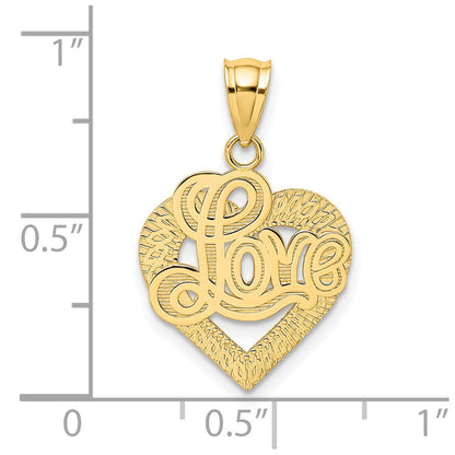 14K Gelbgold LOVE-Schriftzug im Herzrahmen-Charm
