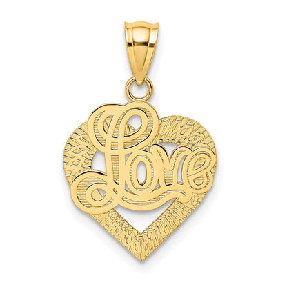 14K Gelbgold LOVE-Schriftzug im Herzrahmen-Charm