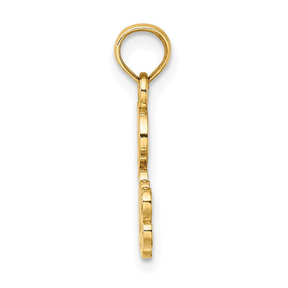 14K Gelbgold Liebe Schreibschrift mit Blume Charm