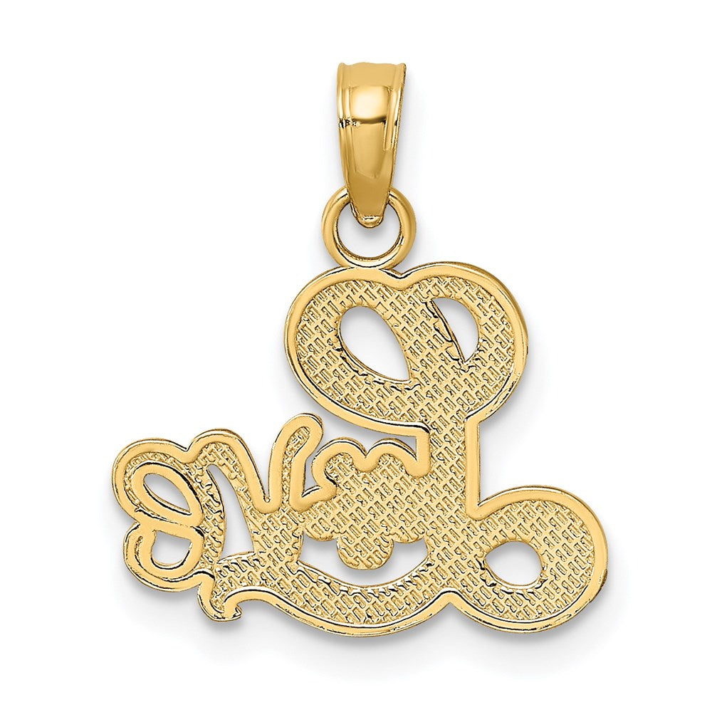 14K Gelbgold Liebe Schreibschrift mit Blume Charm