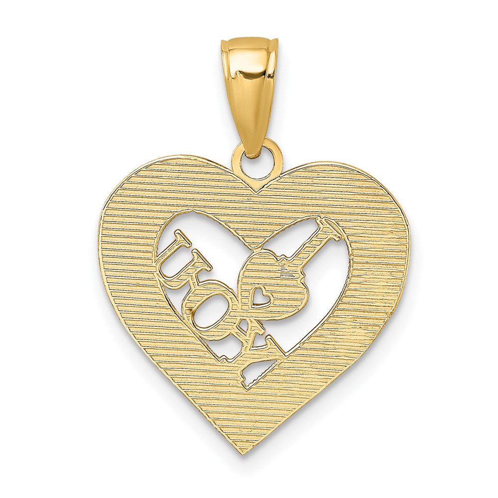14 Karat Gelbgold Charm „I HEART YOU“ in Herzrahmen