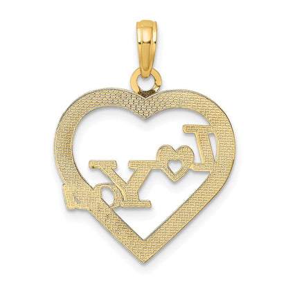 14K Gelbgold I Herz You in Rahmen Charm