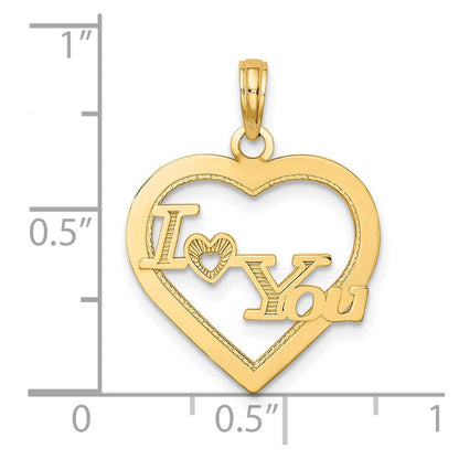 14K Gelbgold I Herz You in Rahmen Charm