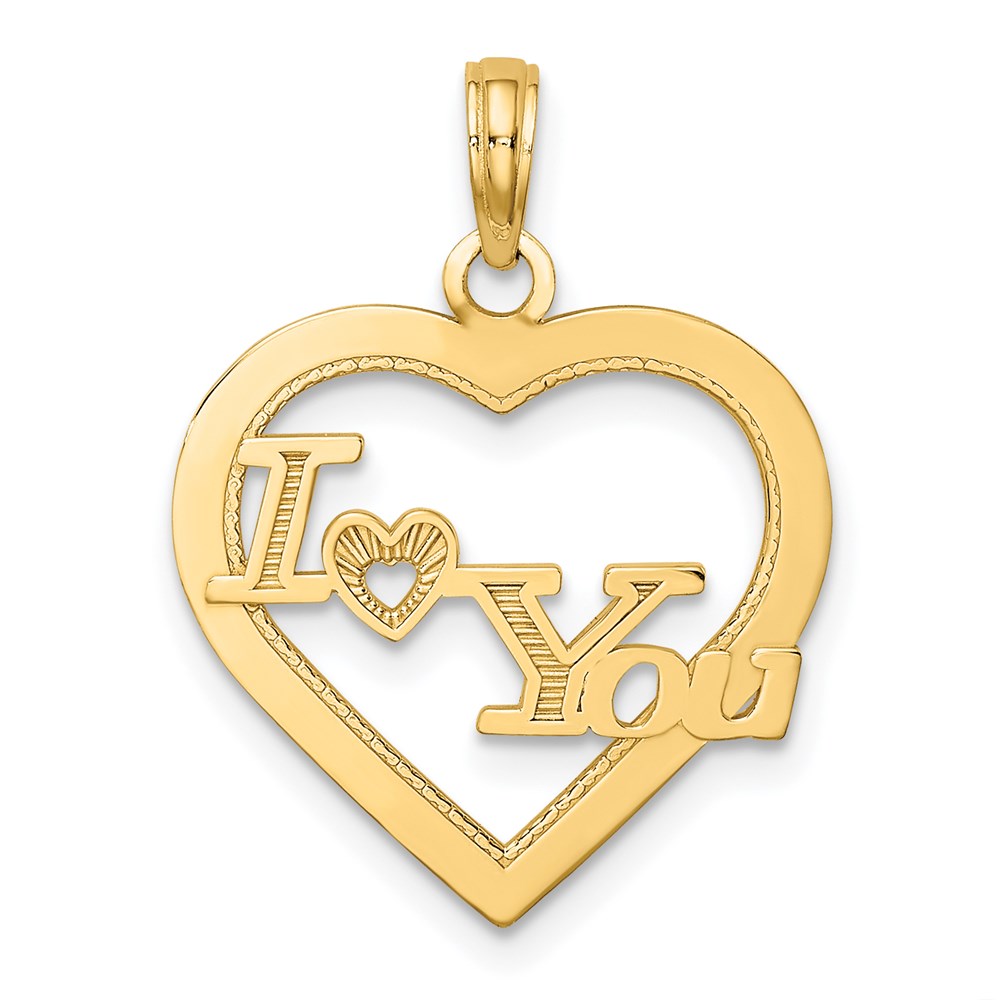 14K Gelbgold I Herz You in Rahmen Charm