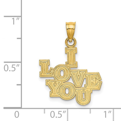 14K Gelbgold I Liebe You Stacked Block Charm