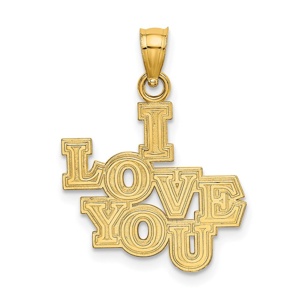 14K Gelbgold I Liebe You Stacked Block Charm