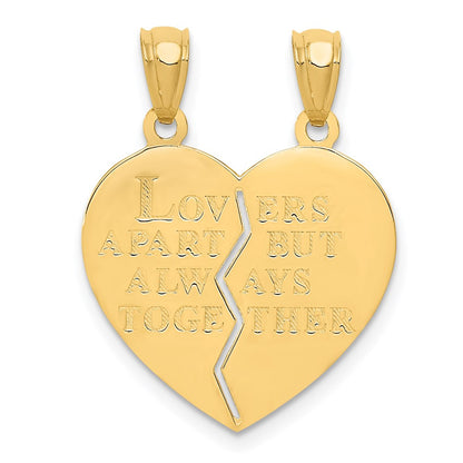 14K Gelbgold Herzanhänger „I LOVE YOU", teilbar und wendbar