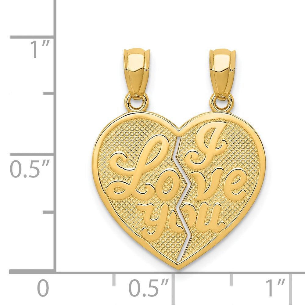 14K Gelbgold Herzanhänger „I LOVE YOU", teilbar und wendbar