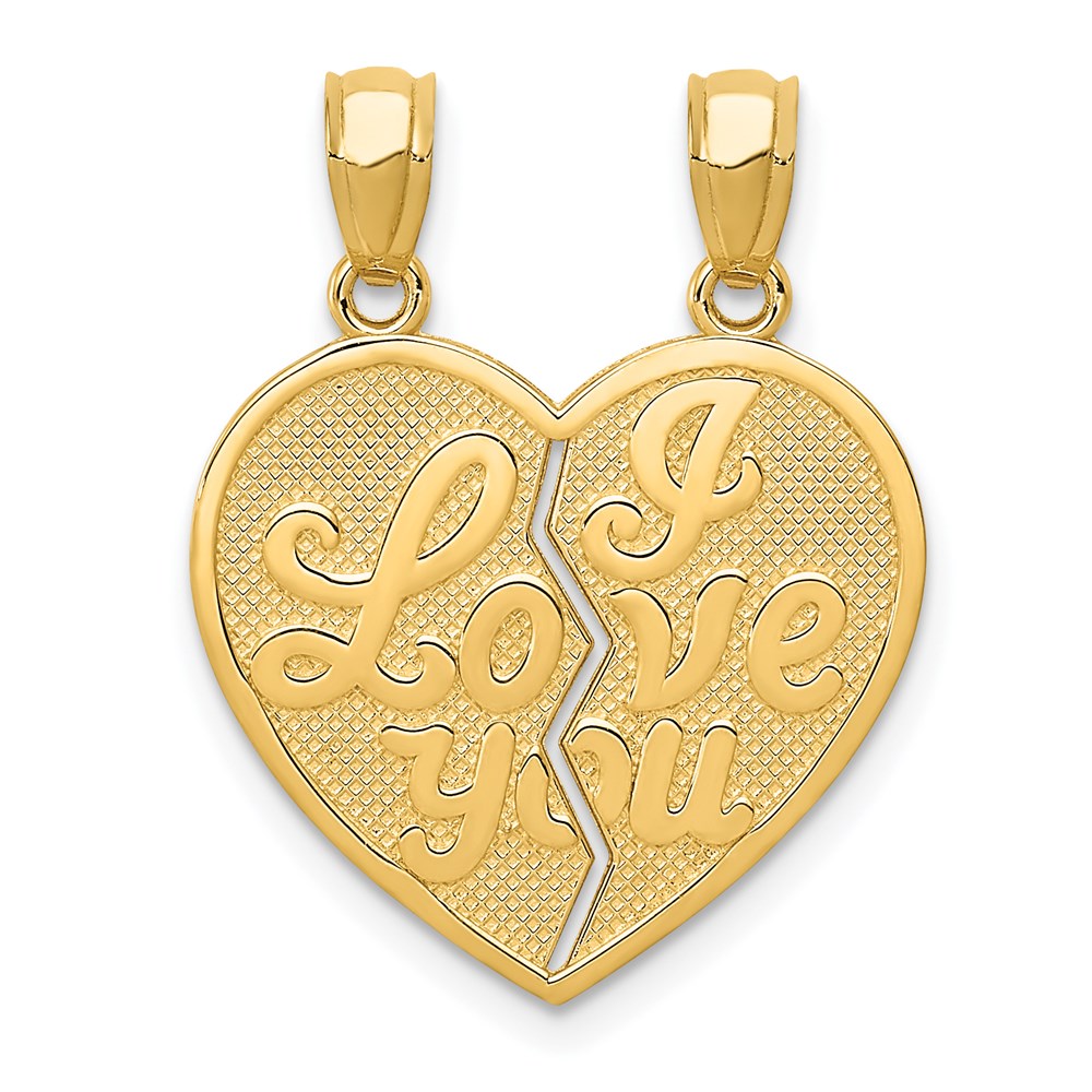 14K Gelbgold Herzanhänger „I LOVE YOU", teilbar und wendbar