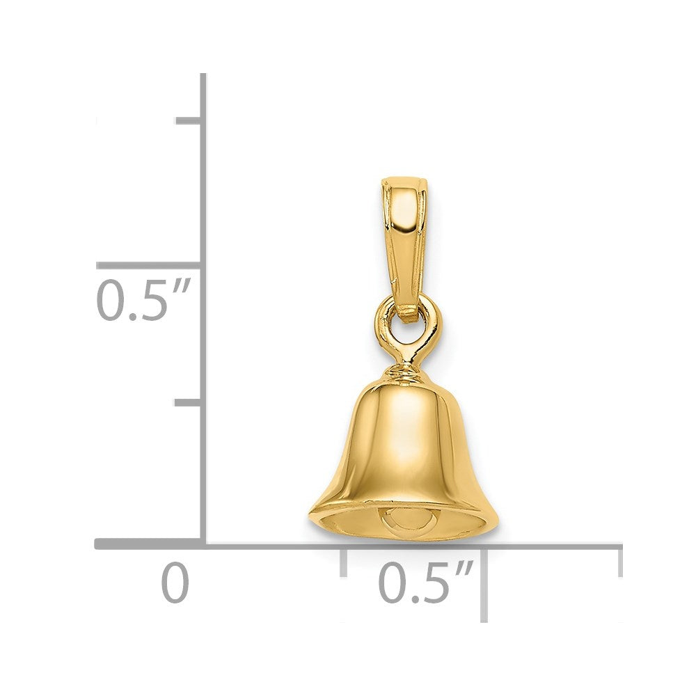 14K Gelbgold 3D beweglicher Glocken-Anhänger