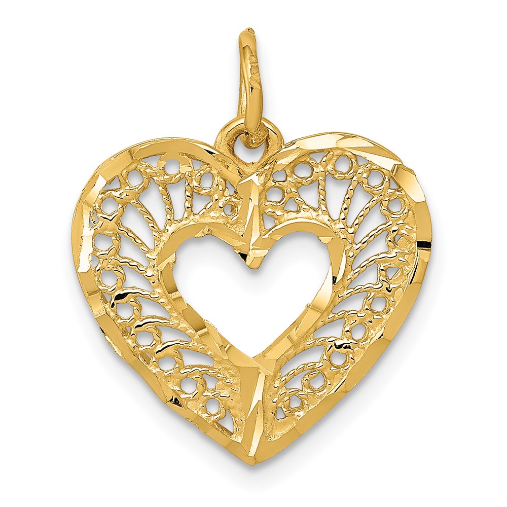 14K Gelbgold Polierter Herz-Anhänger