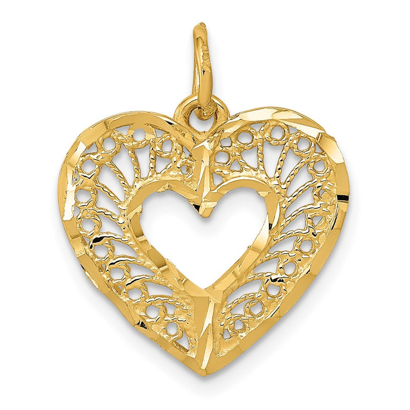 14K Gelbgold Polierter Herz-Anhänger