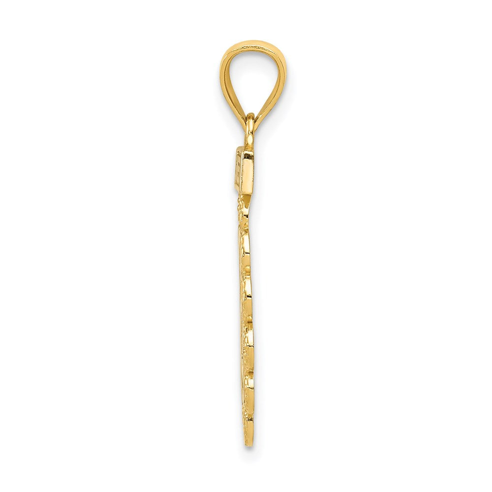 14K Gelb & Rhodium mit Rhodium Filigran Süß 16 Anhänger