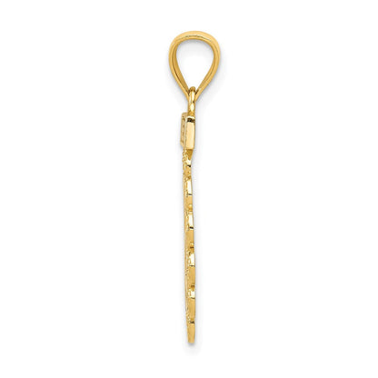 14K Gelb & Rhodium mit Rhodium Filigran Süß 16 Anhänger