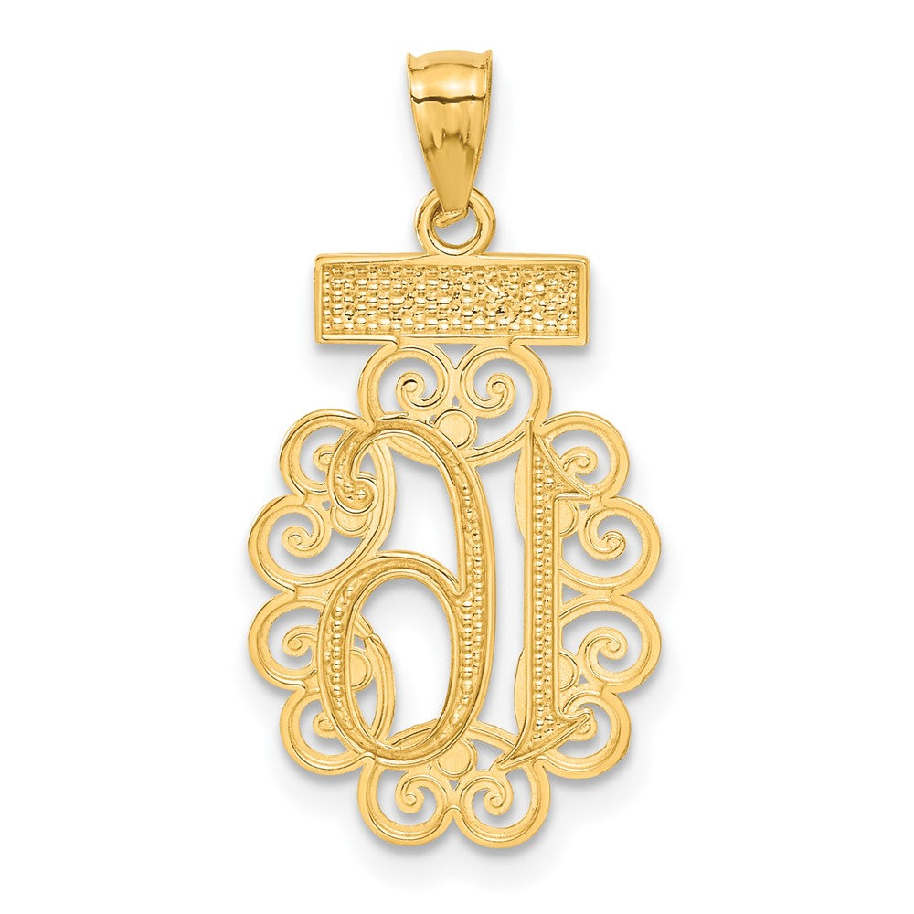 14K Gelb & Rhodium mit Rhodium Filigran Süß 16 Anhänger