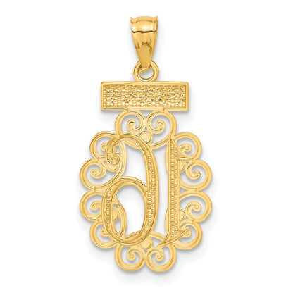 14K Gelb & Rhodium mit Rhodium Filigran Süß 16 Anhänger