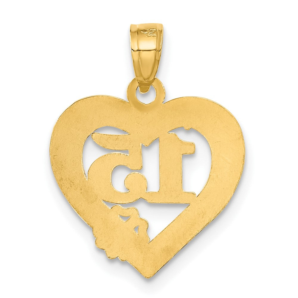 14K Gelbgold 15 in Quince Anos Herz Rahmen Anhänger