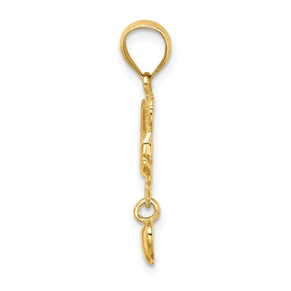 14K Gelbgold MOM-Charm mit baumelndem Herz-Anhänger