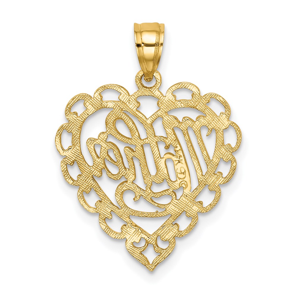 14K Gelbgold Mutter in Lace Herz Charm