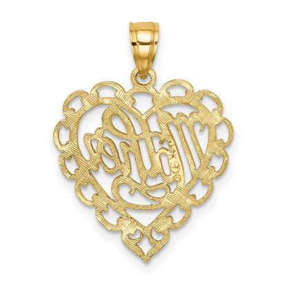 14K Gelbgold Mutter in Lace Herz Charm