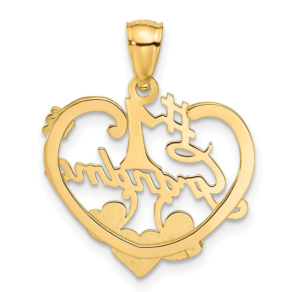 14K Gelbgold Herz-Anhänger "#1 GRANDMA