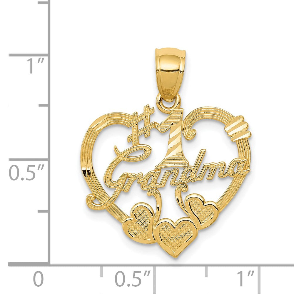 14K Gelbgold Herz-Anhänger "#1 GRANDMA