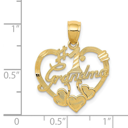 14K Gelbgold Herz-Anhänger "#1 GRANDMA