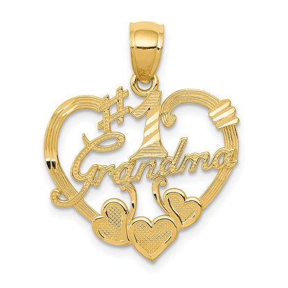 14K Gelbgold Herz-Anhänger "#1 GRANDMA