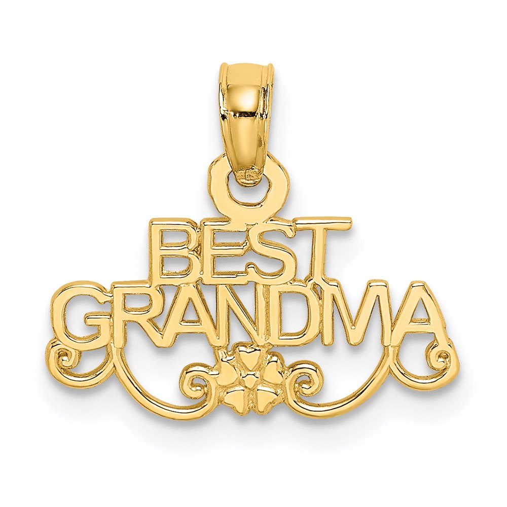 14K Gelbgold Beste Oma mit Blume Charm