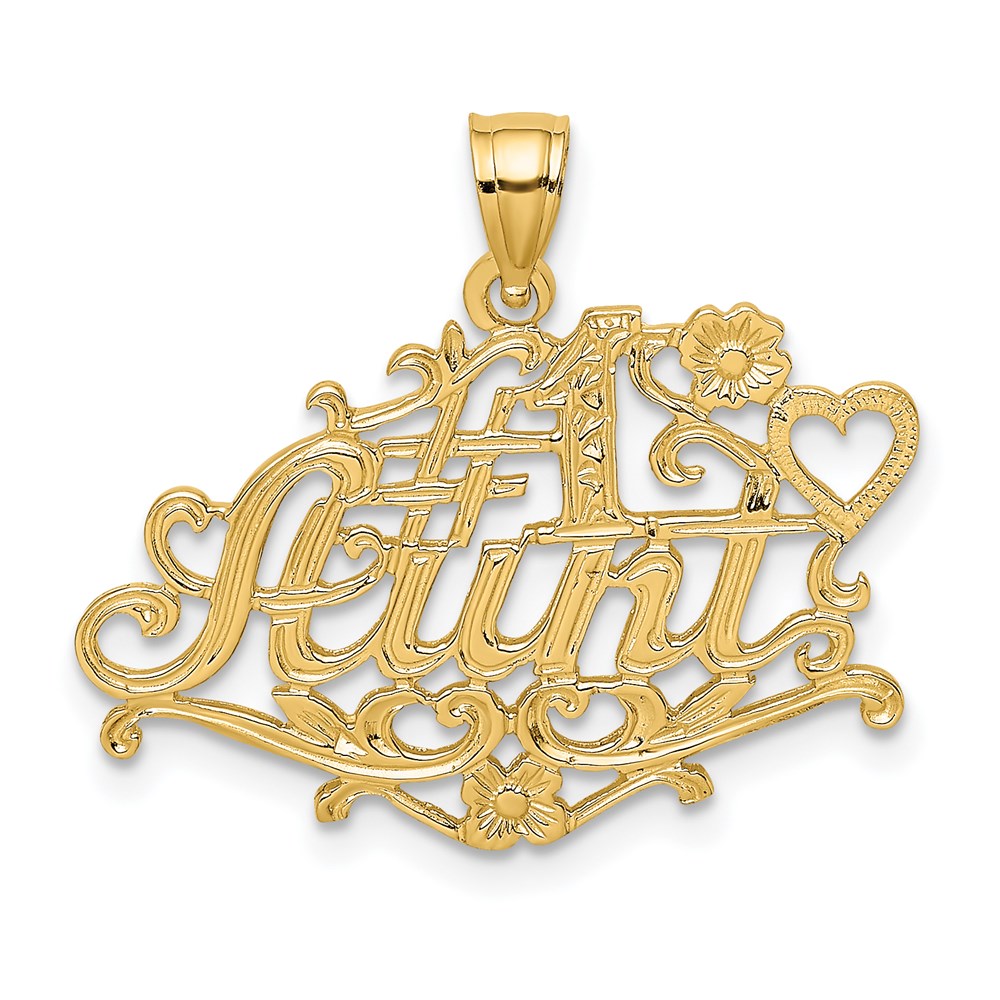 14 Karat Gelbgold Charm „#1 AUNT" (Beste Tante)