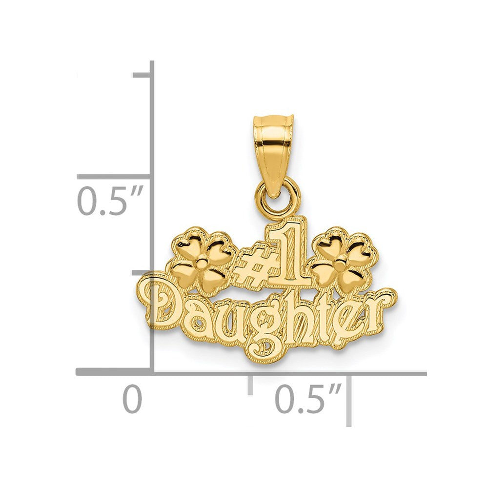14K Gelbgold #1 Tochter mit Blumen Charm