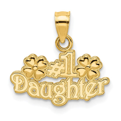 14K Gelbgold #1 Tochter mit Blumen Charm