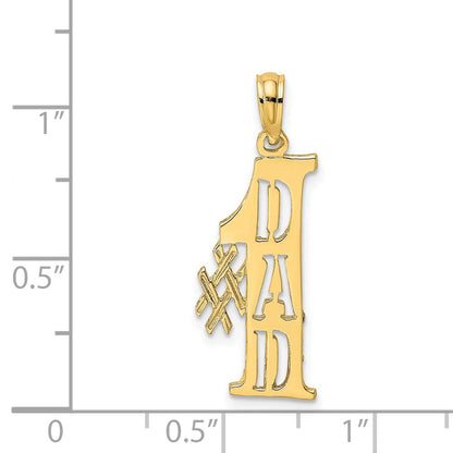 14K Gelbgold #1 Dad Ausgeschnitten Vertikal Charm