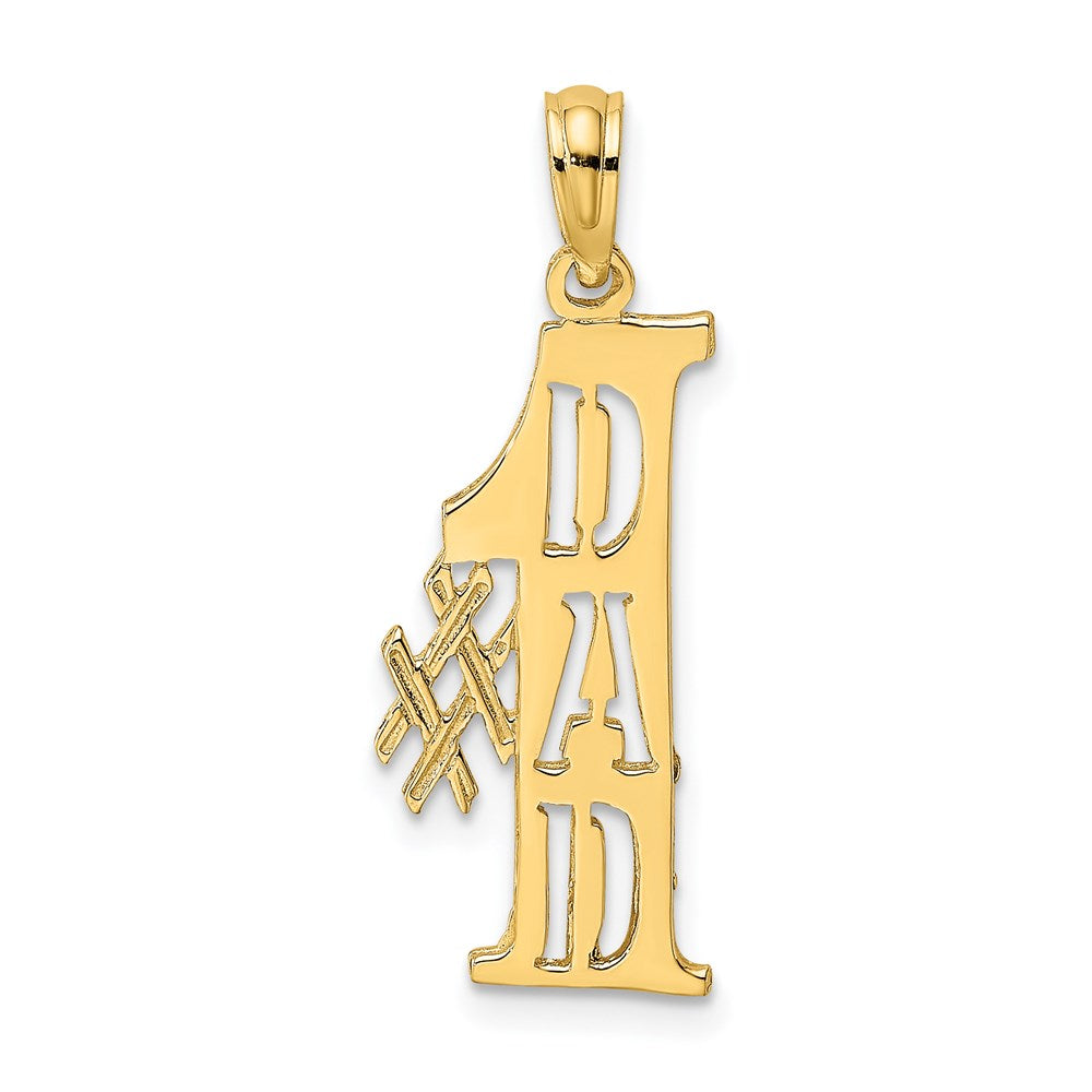 14K Gelbgold #1 Dad Ausgeschnitten Vertikal Charm
