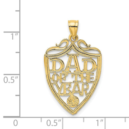14K Gelbgold Charm „DAD OF THE YEAR" Plakette