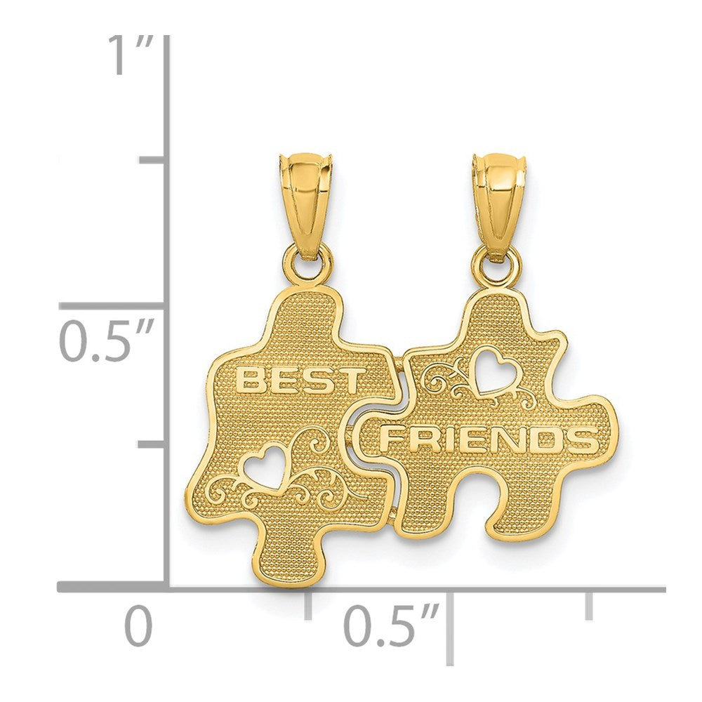 14K Gelbgold Beste Friends Puzzle Pieces Break-apart Anhänger