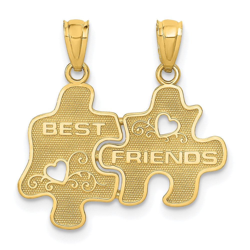 14K Gelbgold Beste Friends Puzzle Pieces Break-apart Anhänger