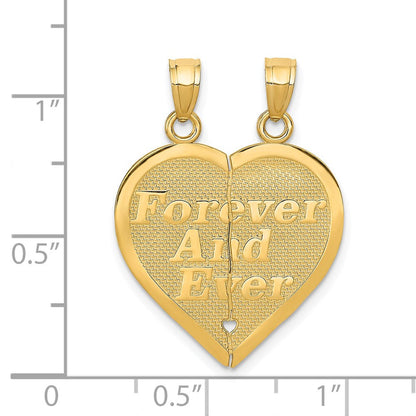 14K Gelbgold wendbarer „FOR EVER AND EVER" trennbarer Herz-Anhänger