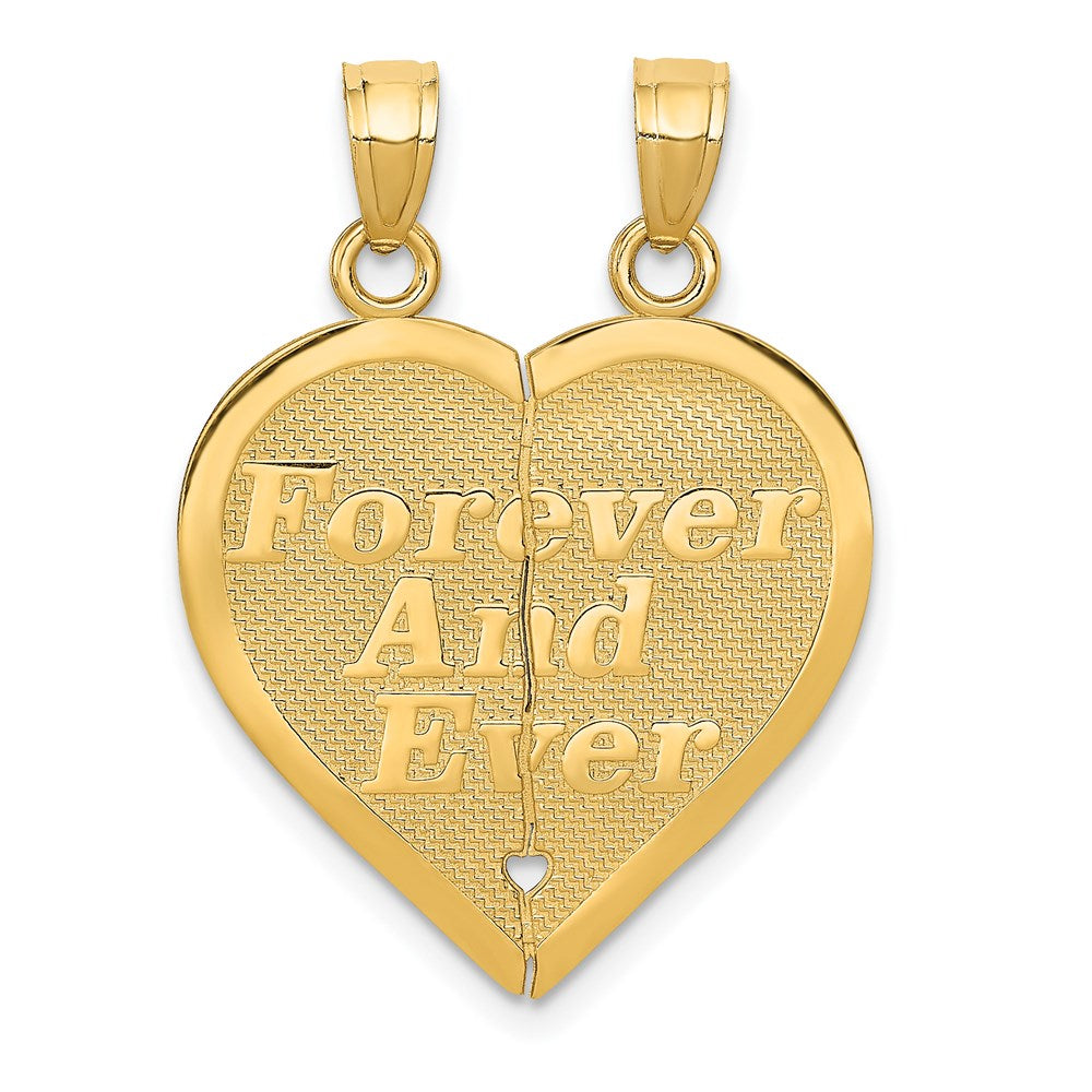 14K Gelbgold wendbarer „FOR EVER AND EVER" trennbarer Herz-Anhänger