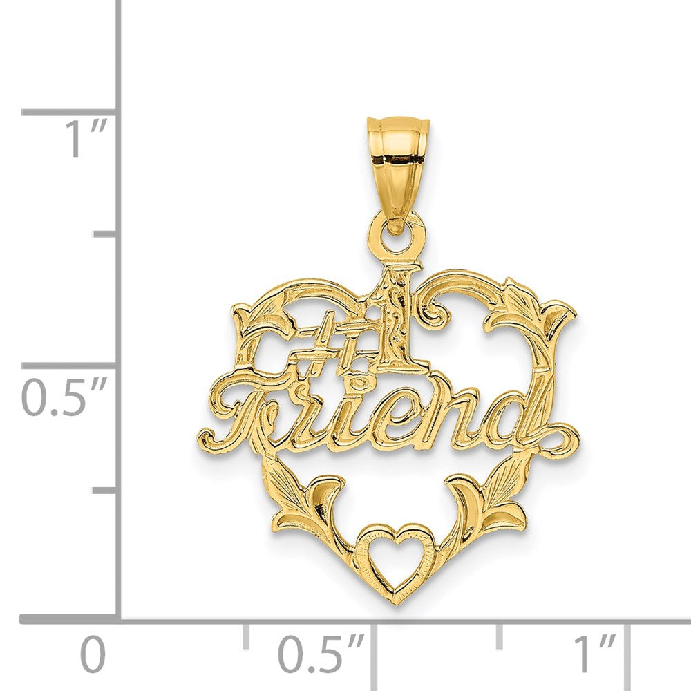 14K Gelbgold #1 Freund in Herz Charm