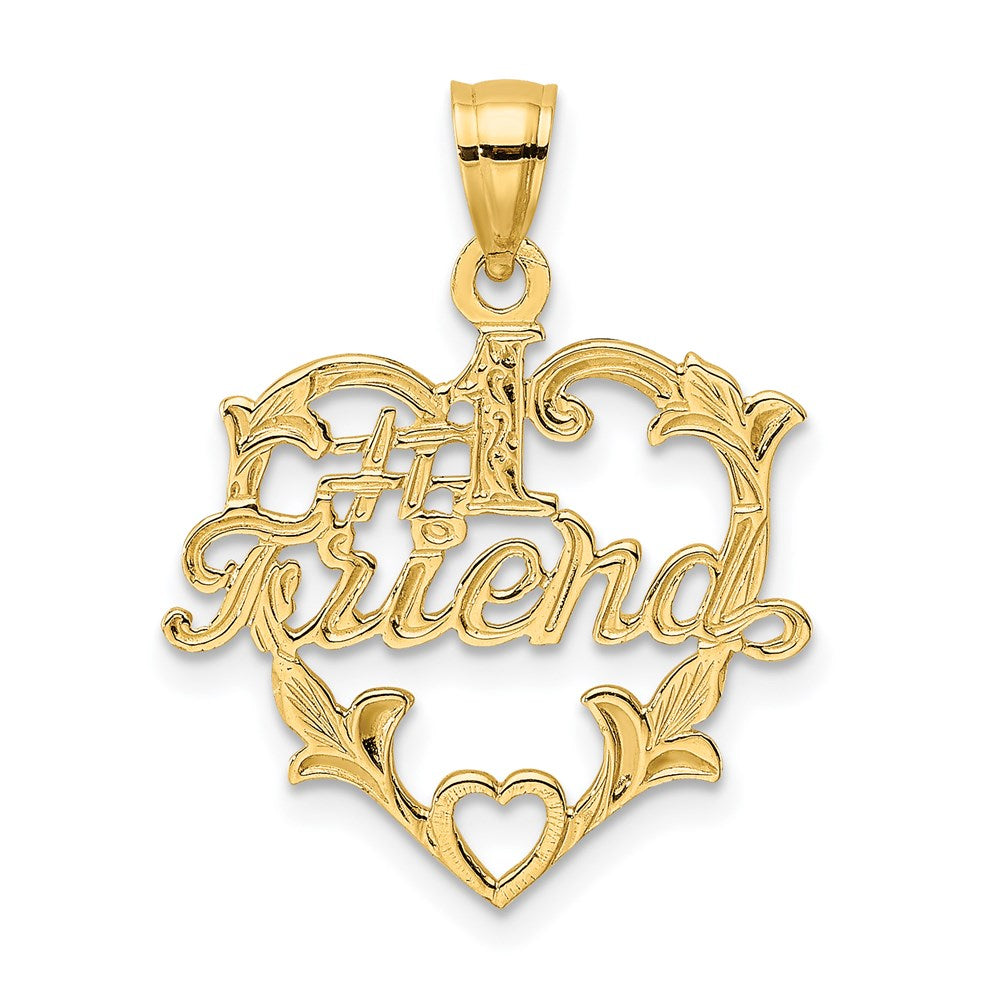 14K Gelbgold #1 Freund in Herz Charm