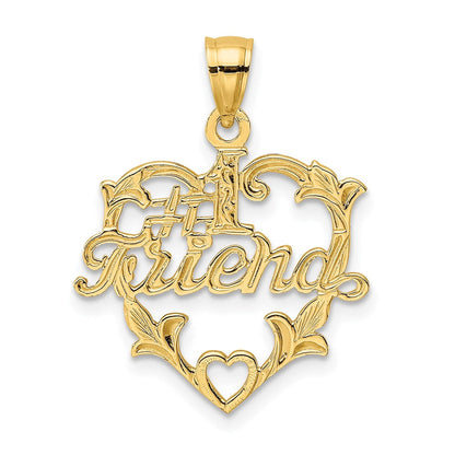 14K Gelbgold #1 Freund in Herz Charm
