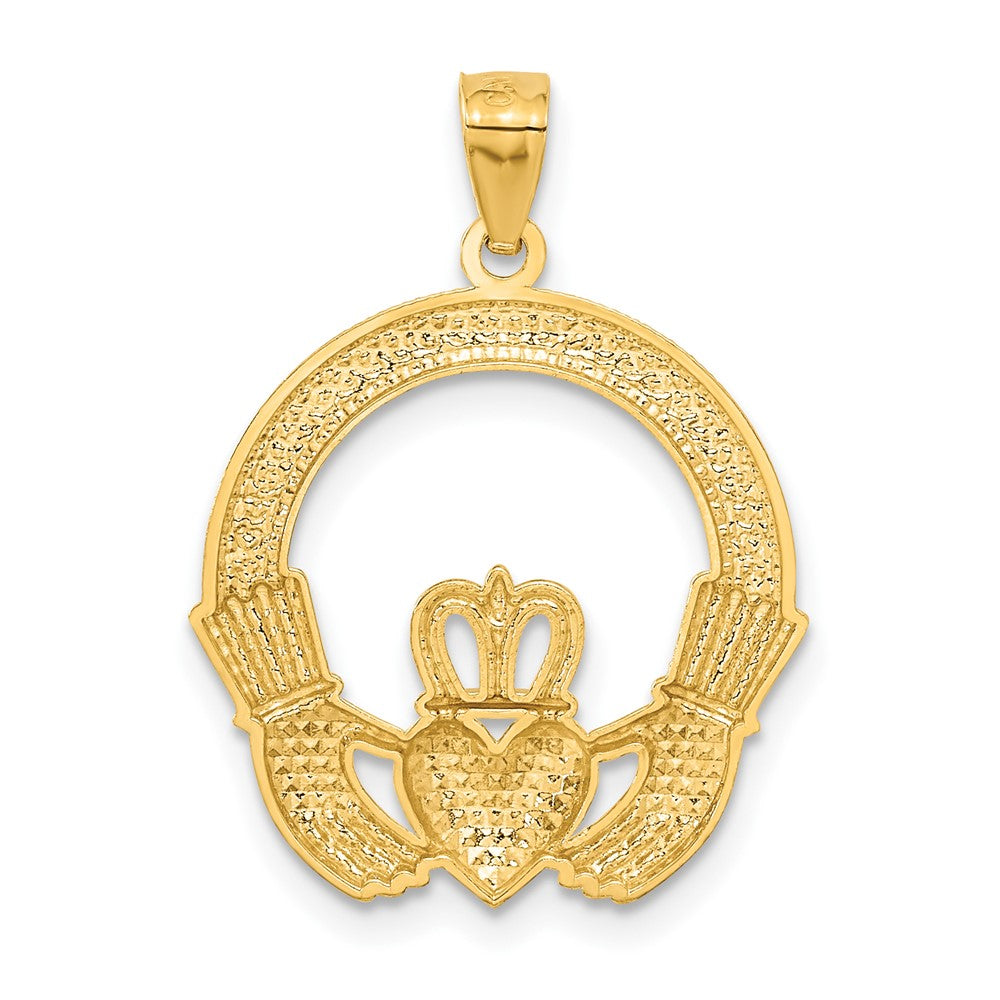 14K Gelb & Rhodium Claddagh Anhänger