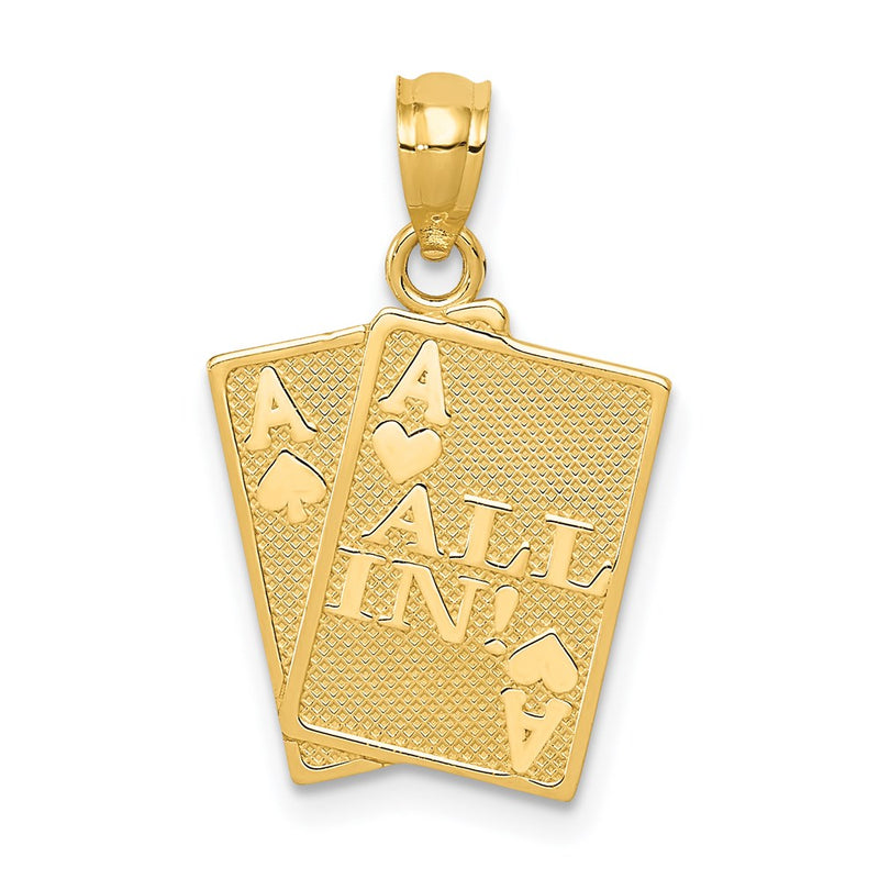 14K Gelbgold Ace Of Herzen und Spades All In! Cards Anhänger