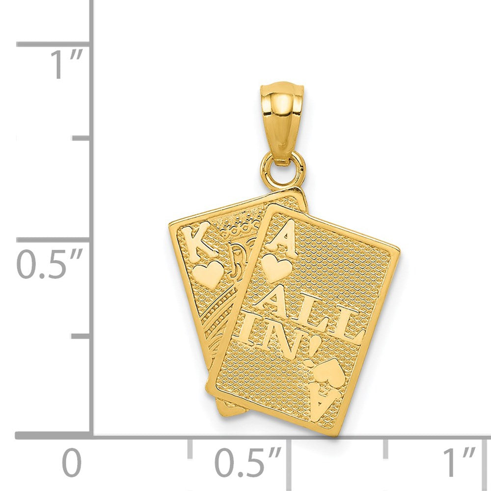 14K Gelbgold Herz-Ass und Herz-König ALLES REIN! Karten-Anhänger