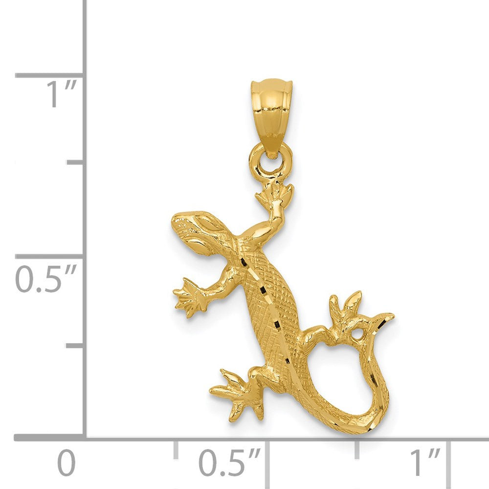 14K Gelbgold Diamantiert Lizard Anhänger