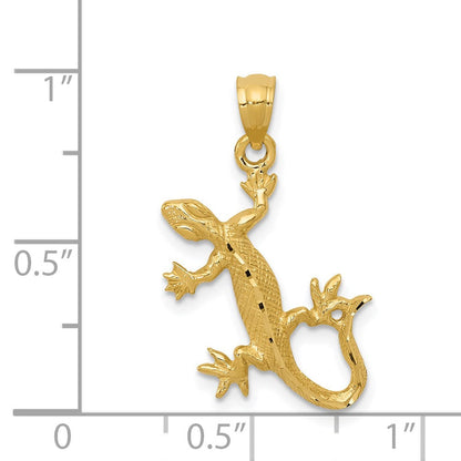 14K Gelbgold Diamantiert Lizard Anhänger