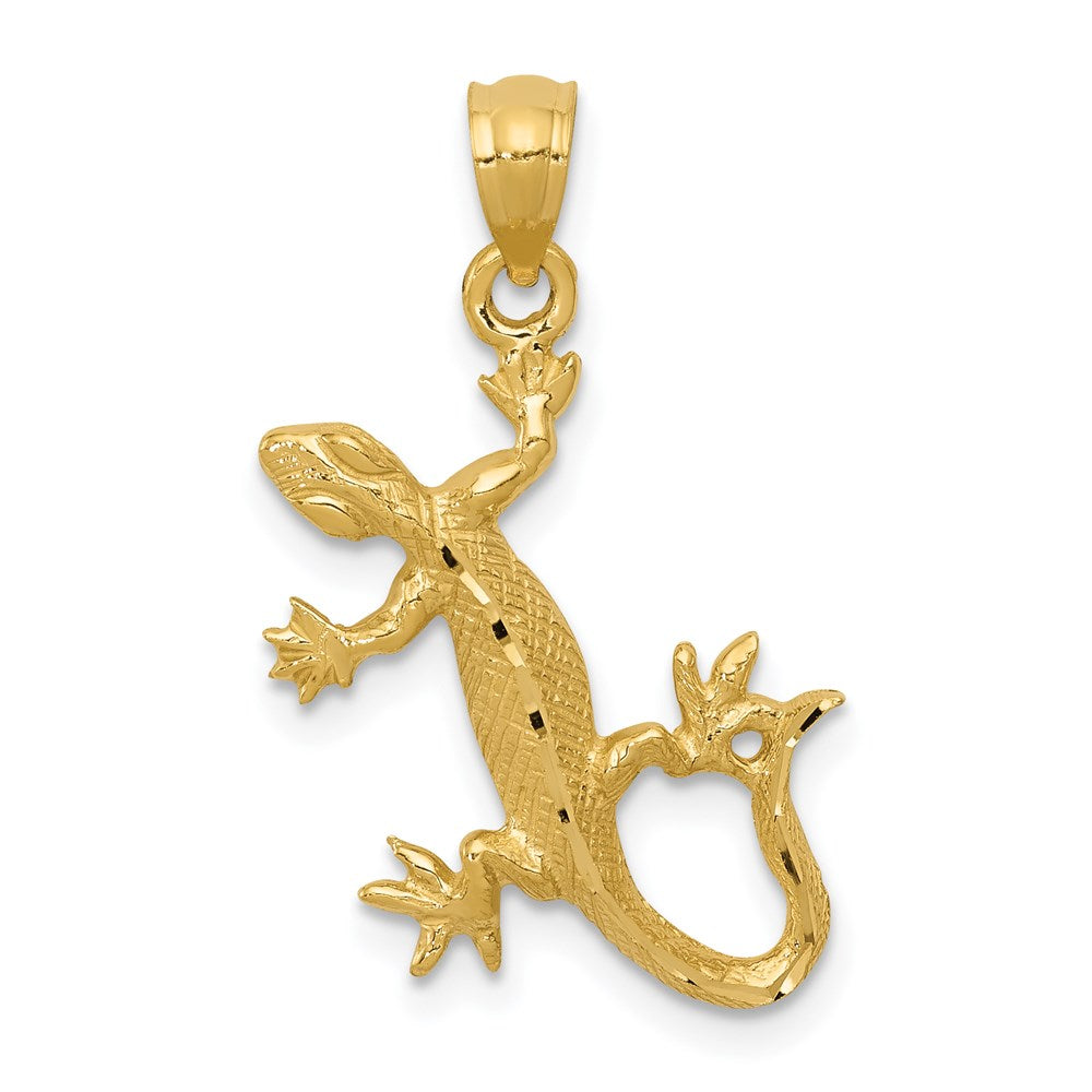 14K Gelbgold Diamantiert Lizard Anhänger