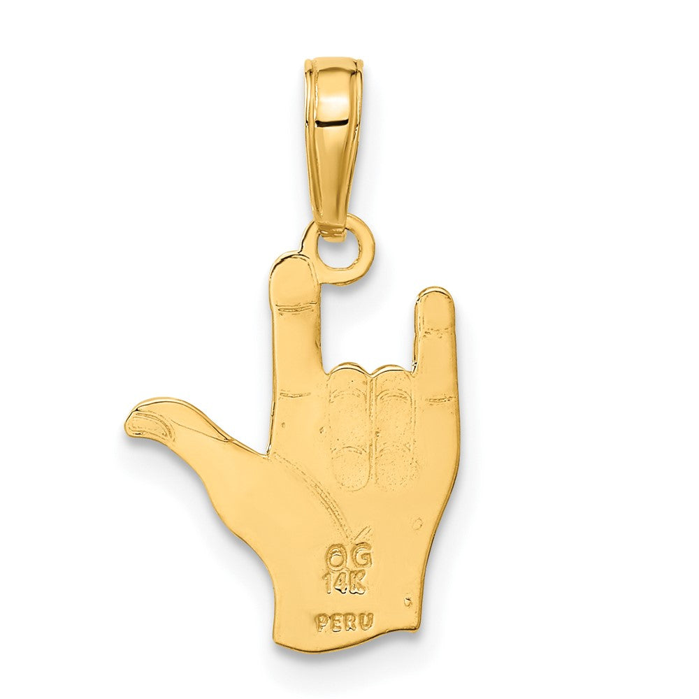 14K Gelbgold I Liebe You Hand/ Zeichen Language Anhänger